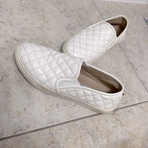 white slip on steve maddens sneakers!